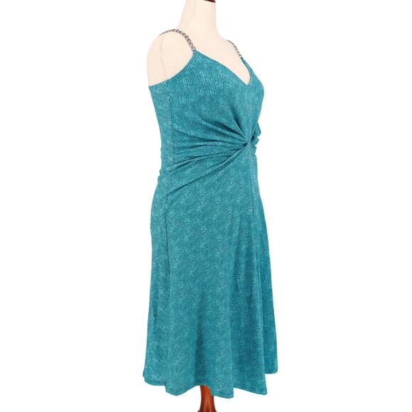 Michael Kors Women Turquoise Uroko Casual Twist Camisole Midi Dress Size XL - Picture 2 of 4